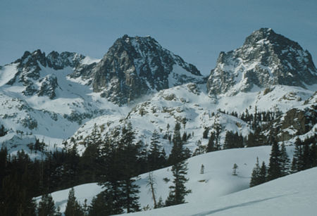 Mt. Ritter, Banner Peak from trail to Lake Ediza - Ansel Adams Wilderness - Dec 1973