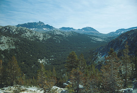 Mt. Humphreys (left), Mt. Emerson and Piute Pass (right), Piute Canyon - 1983