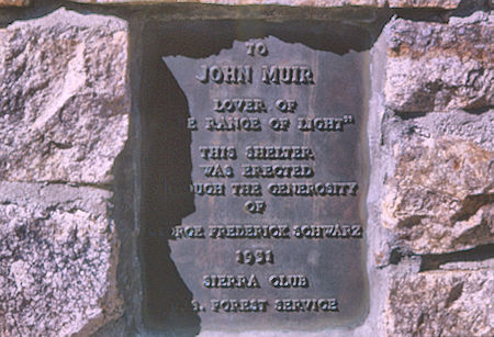 Dedication plaque on Muir Hut on Muir Pass - Kings Canyon National Park - 27 Aug 1964