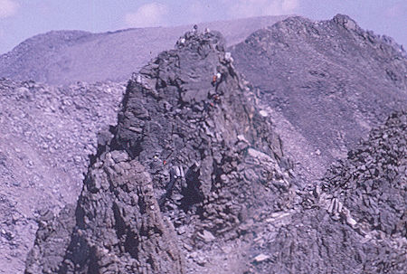 Climbers on top of Dragon Peak from top of Mt. Gould - Kings Canyon National Park 30 Aug 1970