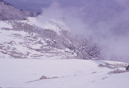 Clouds moving up the valley as we descended to camp - Jun 1963