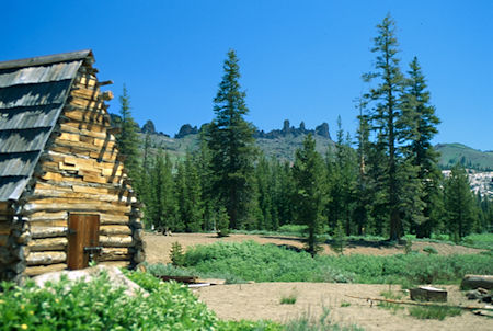 Cooper Meadow Barn and The Three Chimneys in background - Emigrant Wilderness 1994