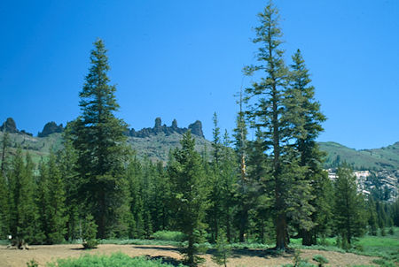 The Three Chimneys from near Cooper Meadow Cabins - Emigrant Wilderness 1994