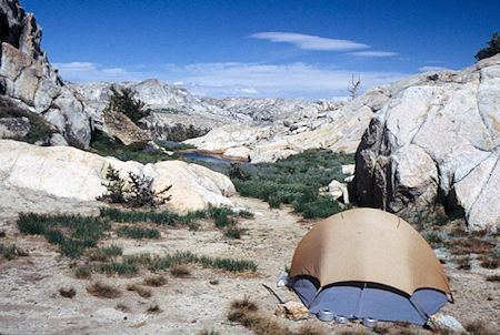Campsite and pond on ridge - Emigrant Wilderness 1994