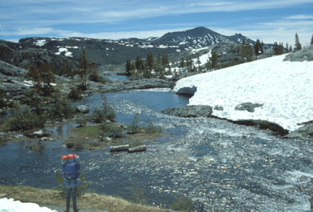 San Jouquin Mountai and Two Teats (right of center) from below Thousand Island Lake - Ansel Adams Wilderness - Jul 1980