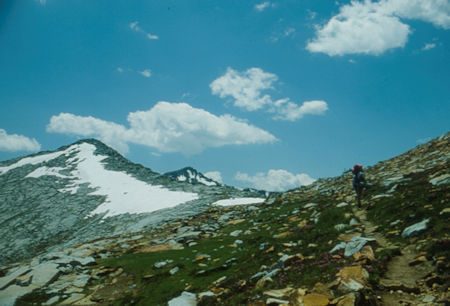 Approaching Isberg Pass, Jimmy White - Ansel Adams Wilderness - Aug 1980