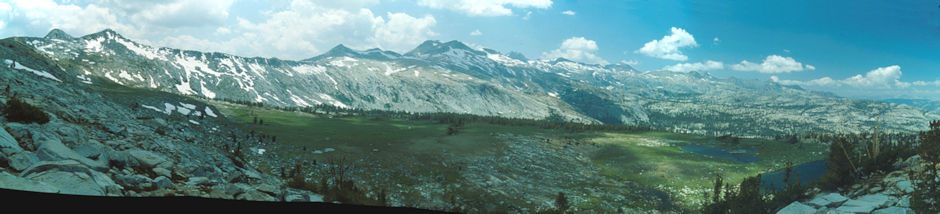 Post Peak, Clark Range, Merced River drainage from  Isberg Pass - Ansel Adams Wilderness/Yosemite National Park - Aug 1980