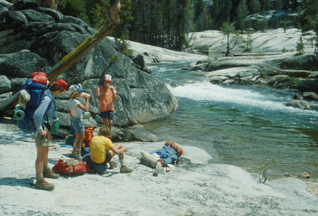 Merced River, Jimmy, Mark, Rody, John - Yosemite National Park - Aug 1980