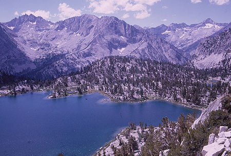 Bullfrog Lake, Vedette Peak and Mount Brewer from Kearsarge Pass Trail - Kings Canyon National Park 29 Aug 1970