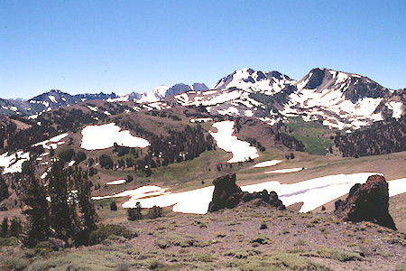 Anna Lake area over Piute Pass looking back from near Peak 10726 - Hoover Wilderness 1995