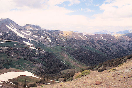 Toward Anna Lake over Burt Canyon from Molybdenite saddle - Hoover Wilderness 1995