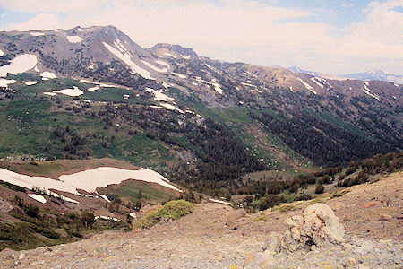 Toward Anna Lake over Burt Canyon from Molybdenite saddle - Hoover Wilderness 1995