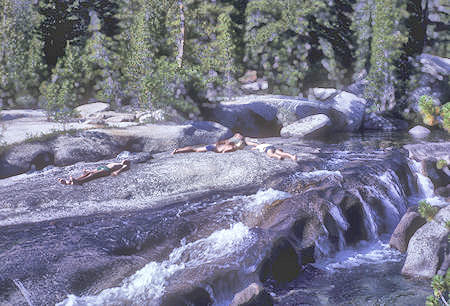 Sun bathers by Return Creek in Virginia Canyon - Yosemite National Park - 20 Aug 1962