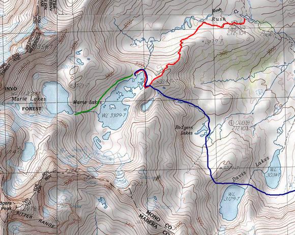 Marie Lakes route map