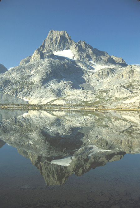 Banner Peak and reflection in Thousand Island Lake - Ansel Adams Wilderness - Aug 1988