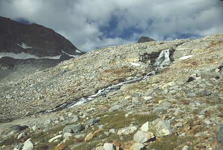 Cascading outlet stream from Upper Marie Lake - Ansel Adams Wilderness - Aug 1988