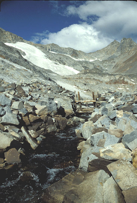 Edison control gate on upper Marie Lake outlet - Ansel Adams Wilderness - Aug 1988