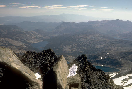 Marie Lakes (right) and Waugh Lake (left) from top of Mount Lyell - Yosemite National Park - 25 Aug 1966