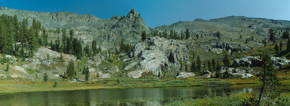 Alstot Lake looking toward Iron Mountain - Ansel Adams Wilderness - Aug 1992