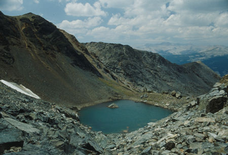 Iron Pond from saddle above Iron Lake - Ansel Adams Wilderness - Aug 1992