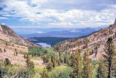 Walker Lake and Mono Lake from the trail below Lower Sardine Lake
