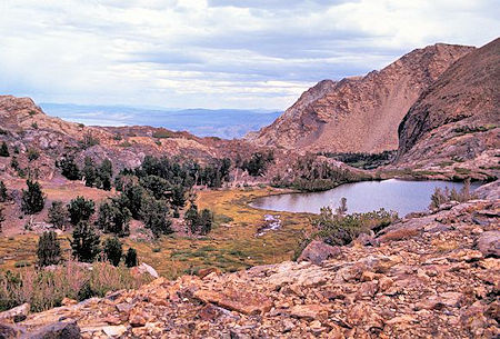 Upper Sardine Lake. A little of Mono Lake peeks over the ridge on the left