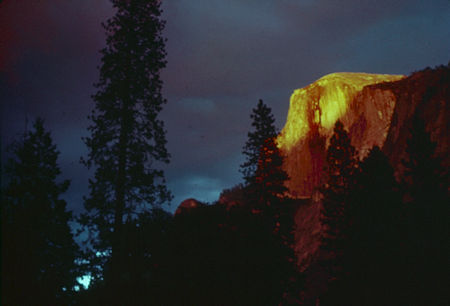 Storm clouds over sunset on Half Dome from Yosemite Valley - Yosemite National Park - Jul 1957