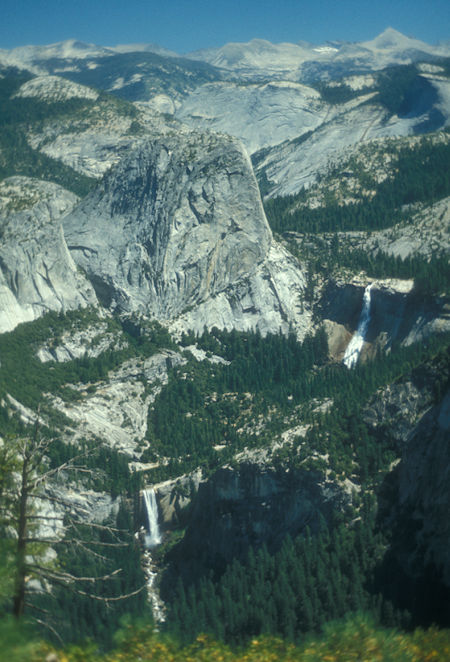 Liberty Cap, Nevada Falls, Vernal Falls from Glacier Point - Yosemite National Park - Aug 1973