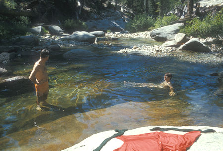 Gordon Lee and Dan Curley enjoying Illilouette Creek - Yosemite National Park - Aug 1973