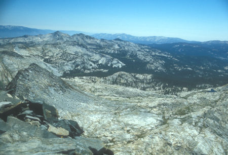 South from Merced Peak - Madera, Gale and Sing Peaks - Yosemite National Park - Aug 1973