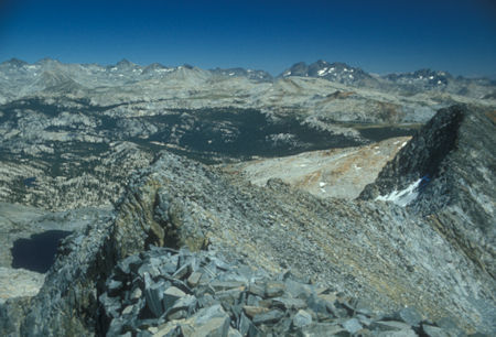 Maclure, Lyell, Roger, Banner, Ritter, Minerets from Merced Peak - Yosemite National Park - Aug 1973