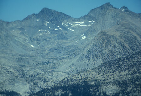 Mount Maclure, Mount Lyell, Upper Lyell Fork Merced River from Merced Peak - Yosemite National Park - Aug 1973