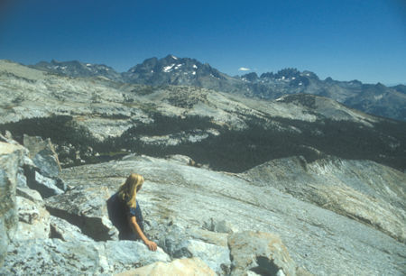 Banner Peak, Mt. Ritter, Minarets from Post Peak, Robbie Berube - Yosemite National Park - Aug 1973