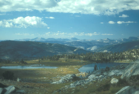 View north over camp from Isberg Pass trail - Yosemite National Park - Aug 1973