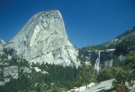 Liberty Cap, Nevada Falls from trail to Yosemite Valley - Yosemite National Park - Sep 1973