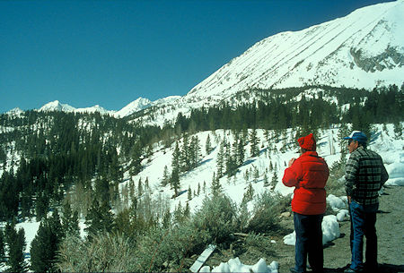 Bear Creek Spire in distance, Mt. Starr on right from Rock Creek Lake - 1995