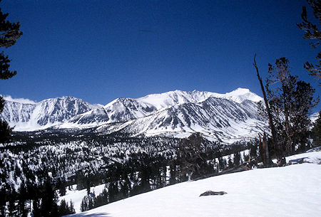 Round Valley Peak (left) and Mt. Morgan (right) from Hilton Lakes ridge - 1995
