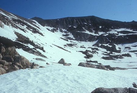 Looking forward to steep slope on route to Mount Conness - Yosemite National Park 27 May 1972