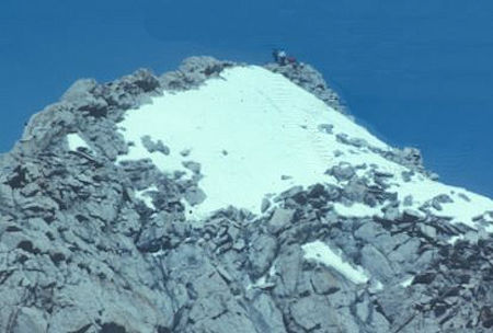 Nearing Mount Conness summit from route up - note other party on summit - Yosemite National Park 28 May 1972