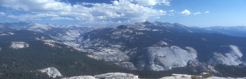 Merced Canyon, Mount Clark and Clark Range from Clouds Rest - Yosemite National Park - Sep 1975
