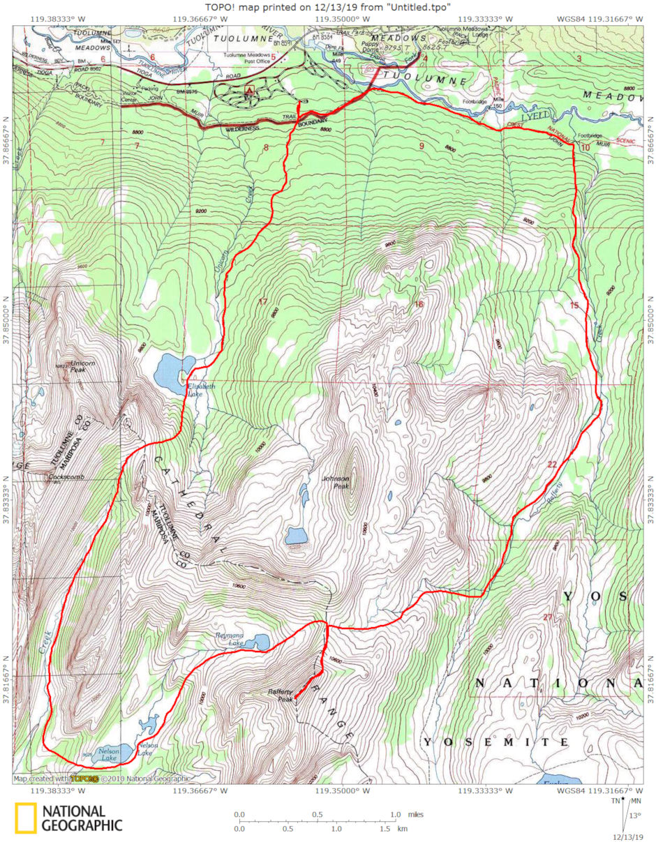Rafferty Peak Loop Map