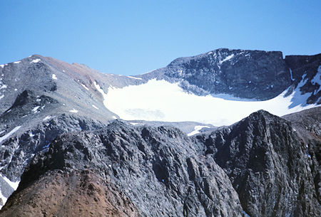 Koip Peak on the left and Kuna Peak with its glacier on the right from near Mt. Lewis