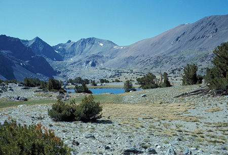 Approaching Alger Lake with Koip Peak, Koip Peak Pass in the background.  Parker Peak is at the right edge of the picture