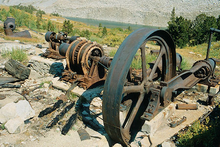 Steam engine and electric generators at Lundy Mine - Hoover Wilderness 1980