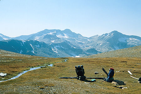 Mt. Conness from camp on Dore Pass - Hoover Wilderness 1980
