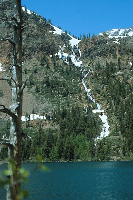 West Lake cascade over Green Lake - Hoover Wilderness 1982