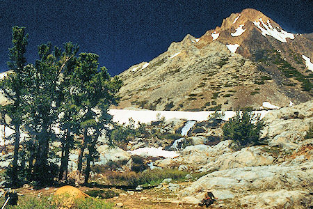 Virginia Peak and camp below Return Lake - Yosemite National Park 1989