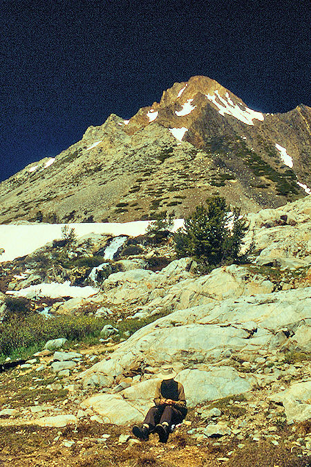 Virginia Peak and Gil Beilke at camp below Return Lake - Yosemite National Park 1989