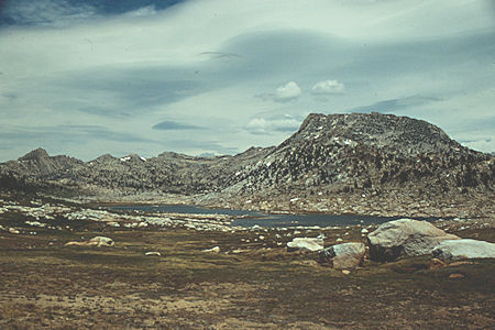 Looking back at Rock Island Lake from saddle north west of lake - Yosemite National Park Wilderness 1990