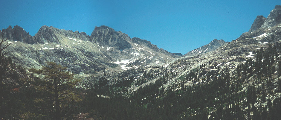 Sawtooth Ridge, Matterhorn, Burro Pass from near camp - Yosemite National Park 1990